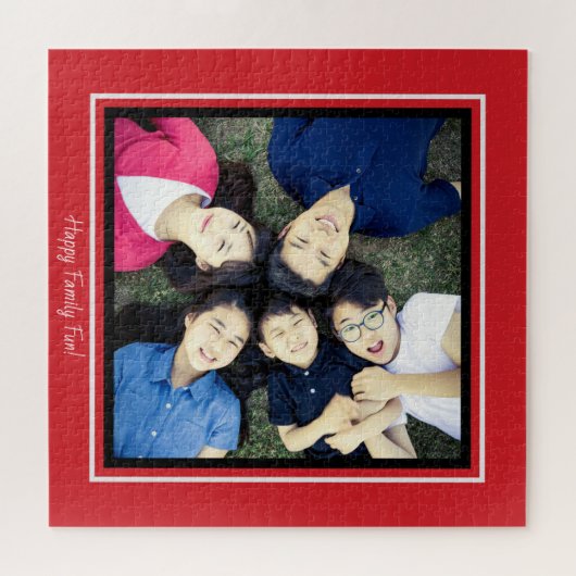 Hinzufügen des roten, schwarzen Fotos der bevorzug Puzzle (Horizontal)