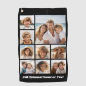 Hinzufügen einer eigenen 9-Foto-Collage — Schwarz Golfhandtuch (Vorderseite)