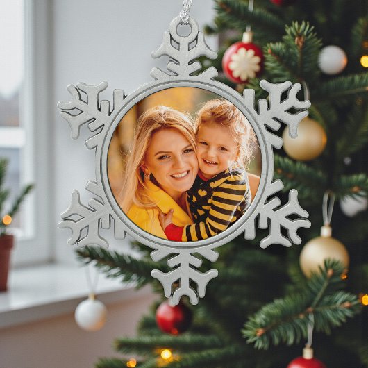 Hinzufügen einer eigenen Fotovorlage Schneeflocken Zinn-Ornament