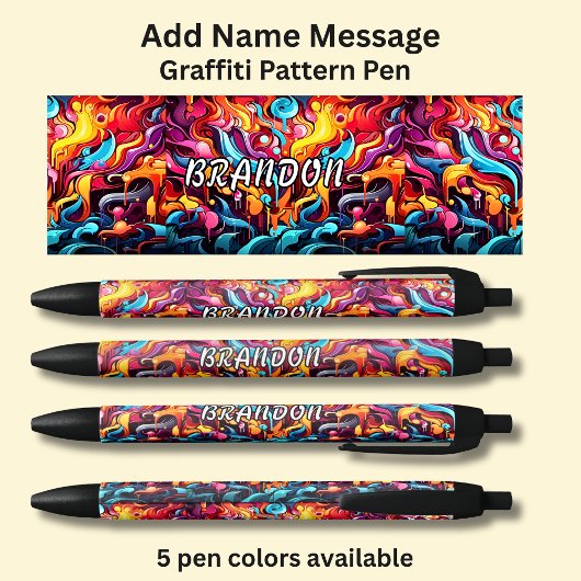 Hinzufügen einer Namensmeldung auf Graffiti-Muster Kugelschreiber