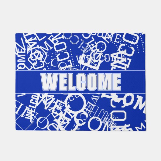 Hinzufügen einer Textsammlung in Blau und Weiß Fußmatte (Vorderseite)