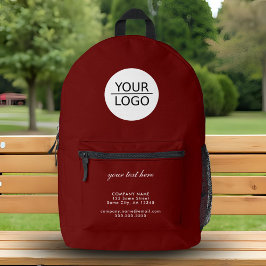 Hinzufügen eines benutzerdefinierten Logo Text Red Bedruckter Rucksack