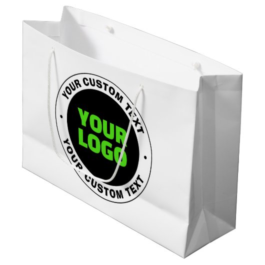Hinzufügen eines eigenen Firmenlogos oder Hochlade Große Geschenktüte (Vorderseite Schrägansicht)