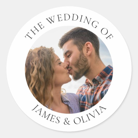 Hinzufügen eines Foto-Hochzeitstickers für benutze Runder Aufkleber (Vorderseite)