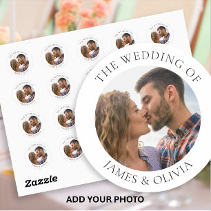 Hinzufügen eines Foto-Hochzeitstickers für benutze Runder Aufkleber