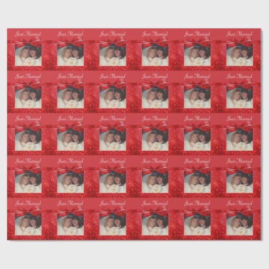 Hinzufügen eines Fotos Ruby Red Snowflakes Sparkle Geschenkpapier (Flach)