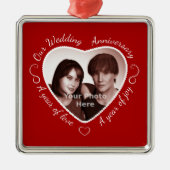 Hinzufügen eines Fotos zum romantischen Herzklopfe Silbernes Ornament (Vorne)
