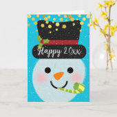 Hinzufügen eines Jahres Neujahr Schneemann Karte (Gelbe Blume)