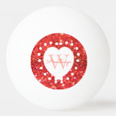 Hinzufügen eines Namens Monogram Coral Glitzer Whi Tischtennisball (Vorderseite)