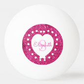 Hinzufügen eines Namens Monogram Pink Imitats Glit Tischtennisball (Rückseite)