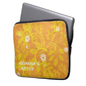 Hinzufügen eines Namens Retro White Daisies Yellow Laptopschutzhülle (Vorderseite Links)