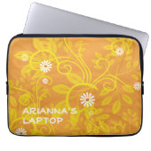 Hinzufügen eines Namens Retro White Daisies Yellow Laptopschutzhülle (Vorderseite)
