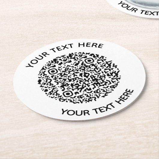 Hinzufügen eines QR-Code-Textscans Minimal Runder Pappuntersetzer (Angewinkelt)