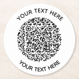 Hinzufügen eines QR-Code-Textscans Minimal Runder Pappuntersetzer
