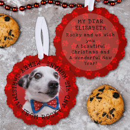 Hinzufügen Foto & Name Funny Christmas Dog Pawprin Ornament Karte