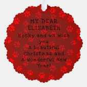 Hinzufügen Foto & Name Funny Christmas Dog Pawprin Ornament Karte (Rückseite)