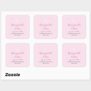 Hinzufügen Ihrer Logo-Kerze Blush Pink-Etikett-Pla Quadratischer Aufkleber