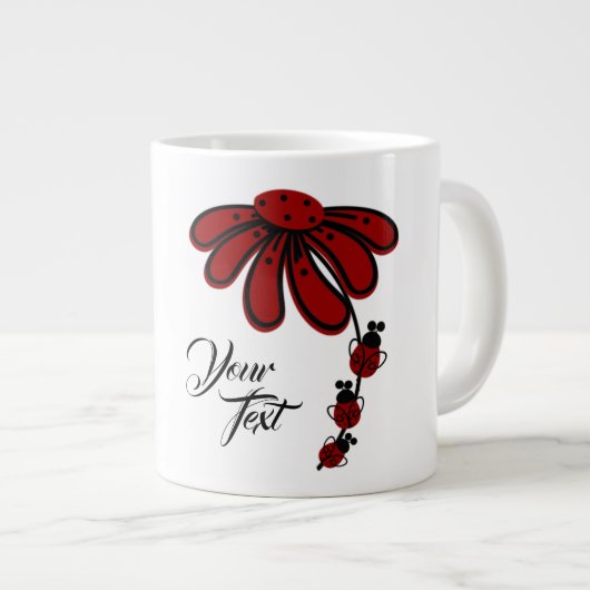 Hinzufügen Ihrer Text Ladybug Geschenk Jumbo-Tasse (Vorderseite Rechts)