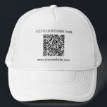Hinzufügen Ihrer Website-Adresse QR-Code-Geschäft Truckerkappe<br><div class="desc">Fügen Sie Ihre Website-URL und Ihren Firmennamen hinzu,  indem Sie auf den Knopf "Personalisieren" klicken. Ein einzigartiger QR-Code wird automatisch für Sie generiert,  wenn Sie Ihre Webadresse in das QR-Codefeld einfügen.</div>