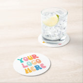 Hinzufügen Ihres Firmenlogos Moderne Minimal einfa Runder Pappuntersetzer (Vor Ort)