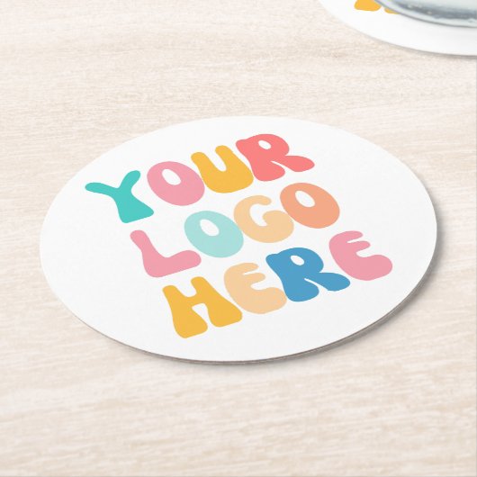 Hinzufügen Ihres Firmenlogos Moderne Minimal einfa Runder Pappuntersetzer (Angewinkelt)
