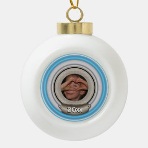 Hinzufügen Ihres Fotos und Auswählen eines beliebi Keramik Kugel-Ornament