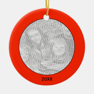 Hinzufügen Ihres Fotos und Jahres Red Circle Ornam Keramik Ornament