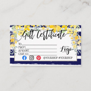 Hinzufügen IHRES LOGO-Geschenkgutschein-Marketing Visitenkarte