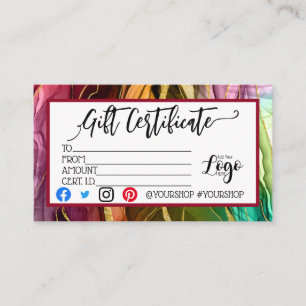 Hinzufügen IHRES LOGO-Geschenkgutschein-Marketing Visitenkarte