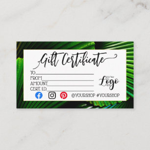 Hinzufügen IHRES LOGO-Geschenkgutschein-Marketing Visitenkarte