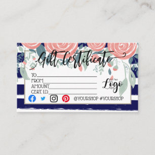 Hinzufügen IHRES LOGO-Geschenkgutschein-Marketing Visitenkarte