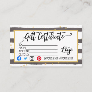 Hinzufügen IHRES LOGO-Geschenkgutschein-Marketing Visitenkarte