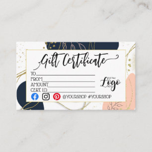 Hinzufügen IHRES LOGO-Geschenkgutschein-Marketings Visitenkarte