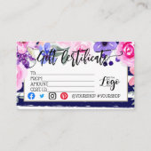 Hinzufügen IHRES LOGO-Geschenkgutschein-Marketings Visitenkarte (Vorderseite)