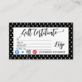 Hinzufügen IHRES LOGO-Geschenkgutschein-Marketings Visitenkarte (Vorderseite)