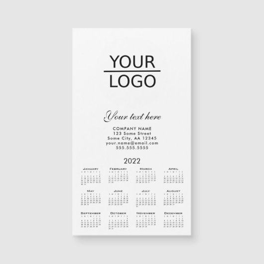 Hinzufügen Ihres Logos 2022 Calendar Company Werbe Magnetkarte (Vorderseite)