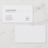 Hinzufügen Ihres Logos Elegant White Minimal Desig Visitenkarte (Vorne/Hinten)