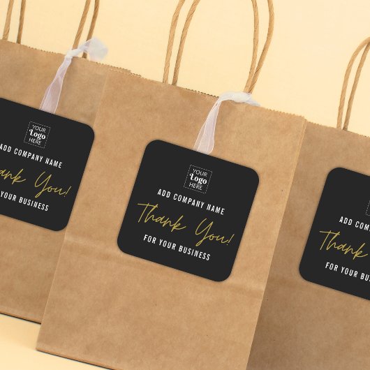 Hinzufügen Ihres Logos Gold Vielen Dank für Ihr Un Quadratischer Aufkleber