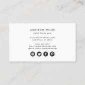 Hinzufügen Ihres Logos Modern Minimalistisches Fot Visitenkarte (Rückseite)