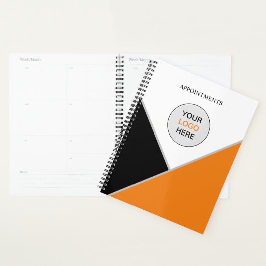 Hinzufügen Ihres Logos Orange Schwarz-weiße Termin Planer (Anzeige)
