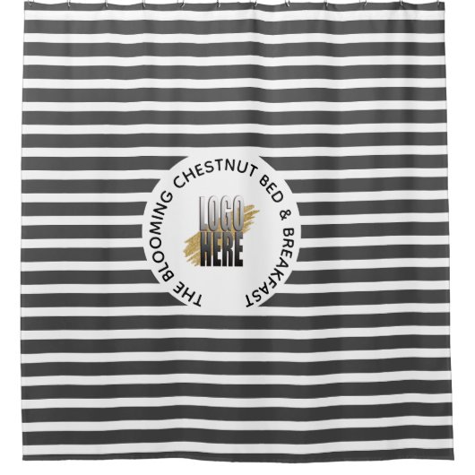 Hinzufügen Ihres Logos Plus Firmenname Grau gestri Duschvorhang (Vorderseite)