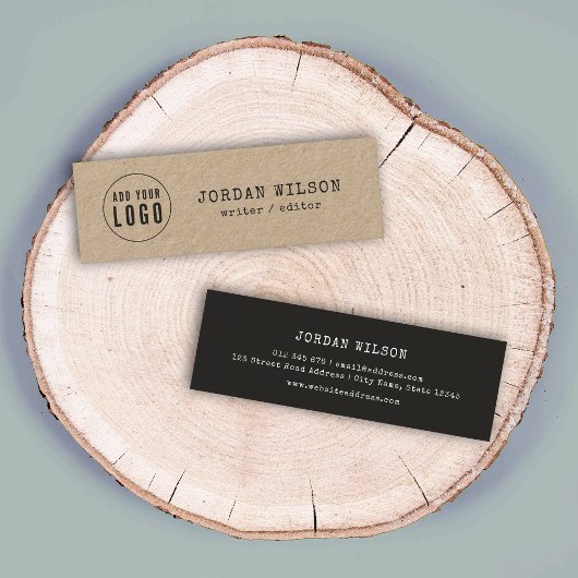 Hinzufügen Ihres Logos Rustic Kraft Schreibmaschin Mini Visitenkarte