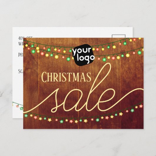 Hinzufügen Ihres Logos und QR-Code Eleganter Weihn Postkarte (Vorne/Hinten)