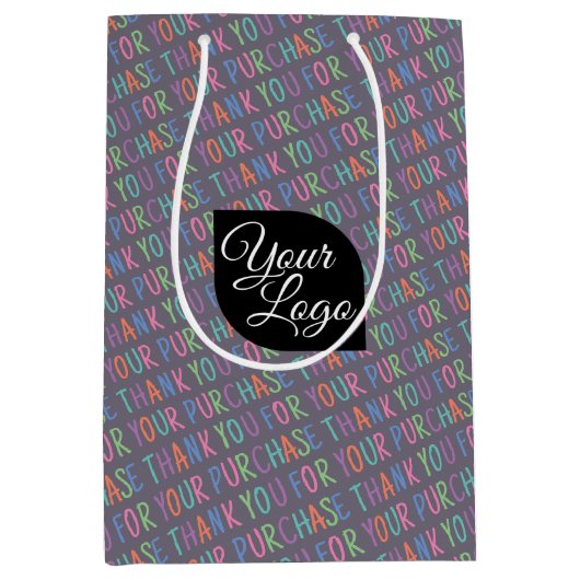 Hinzufügen Ihres Logos Vielen Dank für Ihren Kauf Mittlere Geschenktüte (Vorderseite)