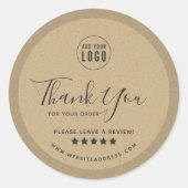Hinzufügen Ihres Logos Vielen Dank Review Kraft Runder Aufkleber (Vorderseite)