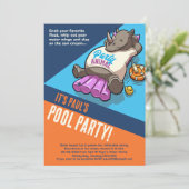 Hinzufügen Ihres Text-Party Tierischer Rhino-Pool- Einladung (Stehend Vorderseite)