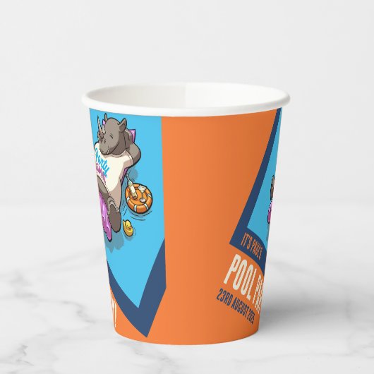 Hinzufügen Ihres Text-Party Tierischer Rhino-Pool- Pappbecher (Links)