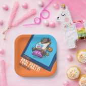 Hinzufügen Ihres Text-Party Tierischer Rhino-Pool- Pappteller (Party)