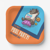 Hinzufügen Ihres Text-Party Tierischer Rhino-Pool- Pappteller (Vorderseite)