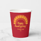 Hinzufügen Jahr glücklich Thanksgiving Yellows Red Pappbecher (Rückseite)